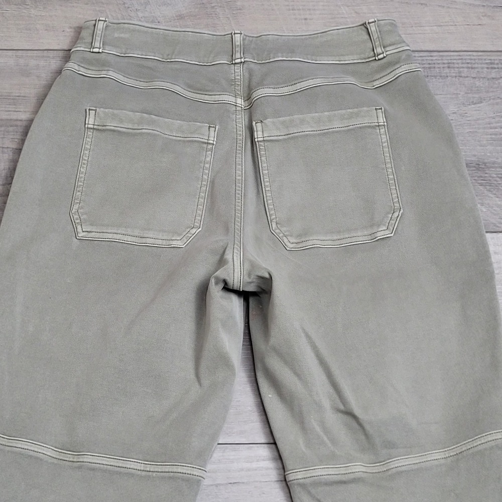 Spanx Pants Womens M Pale Sage Structured Twill Shaping High Rise Stretch Ankle - Picture 12 of 16